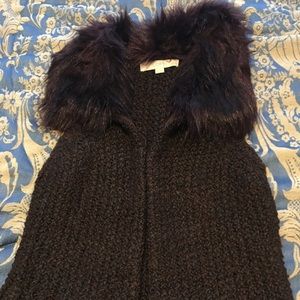 Loft sleeveless faux fur collar vest